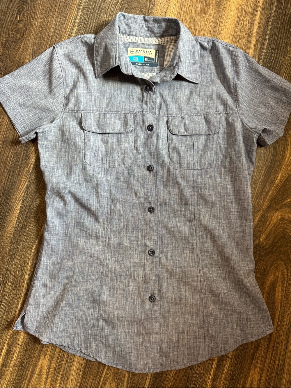 Magellan Outdoors Short-Sleeve Button-Down Shirt - Grey